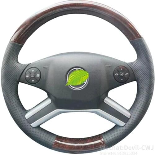 Alcantara leather steering wheel cover for Mercedes-Benz R-Class R320 R350 R400 R300 R500L Hand-stitch handle cover interior