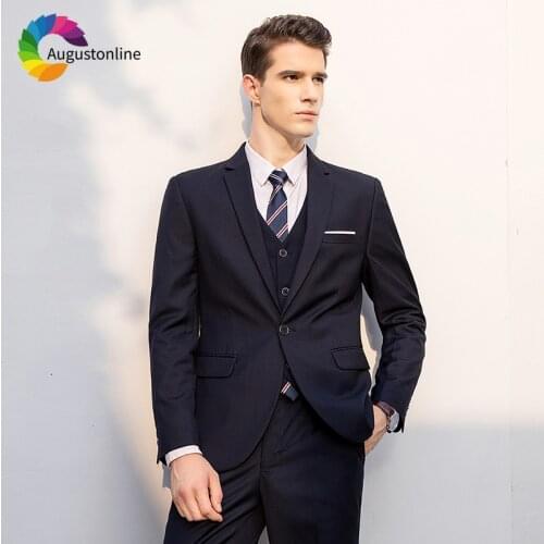 Black Business Men Suits For Wedding Suit Notched Lapel Groom Custom Made Tuxedo Slim Fit Best Man Prom Blazer Jacket+Pants+Vest