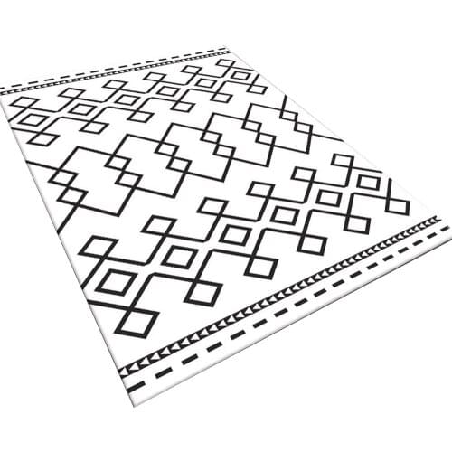 Modern Style Geometric Pattern Black and White Carpet Flat Soft Carpet Living Room Bedroom Area Carpet Home Decoration