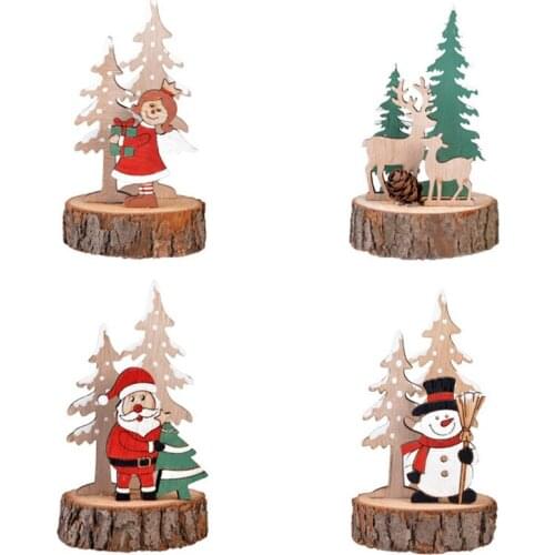 New Wooden Crafts Santa Claus Milu Deer Angel Desktop Furnishing Articles Party Family Table Christmas Ornaments KK04