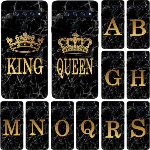 Phone Case for LG G8S G8 G7 G6 H870 H873 G5 H850 VS987 H820 ThinQ Marble Golden alphabet background Soft Print Cover