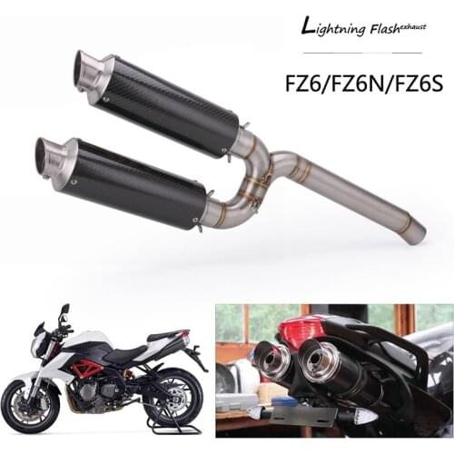 Motorcycle Dual-outlet Mid Slip On 51mm Muffler Removable DB Killer Escape Left Right for Yamaha FZ6/FZ6S/FZ6N Exhaust Pipe