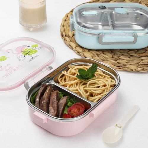 Hot Japanese Style 304 Stainless Steel Bento Box with Compartments Tableware Student Canteen-portable Sealed Container Lunch Box