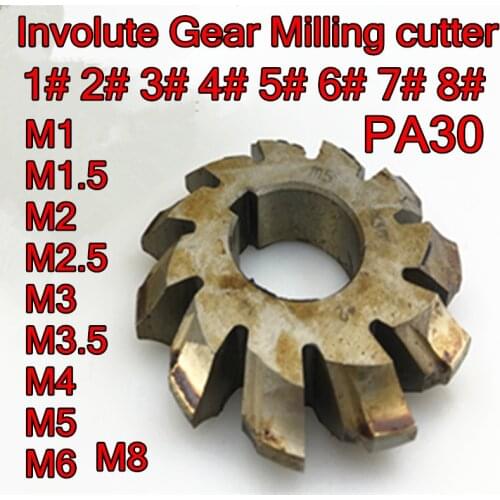 M1 M1.25 M1.5 M1.75 M2 M2.5 M3 M3.5 M4 M5 M6 M8 PA30 HSS Involute Gear Milling cutter Free shipping