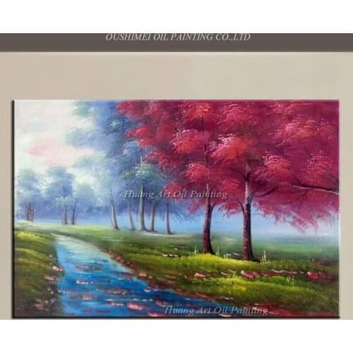 Skilled Artist Hand Painted Landscape Oil Painting Hand Painting Decoration Room Wall Painting On Canvas Red Tree