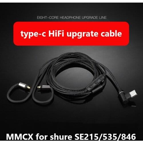 Type-c Headphone Cable 3.5mm Headphone Cable HiFi Upgrate Audio Cable Replacement Earphone Cable for Shure SE215/535/846