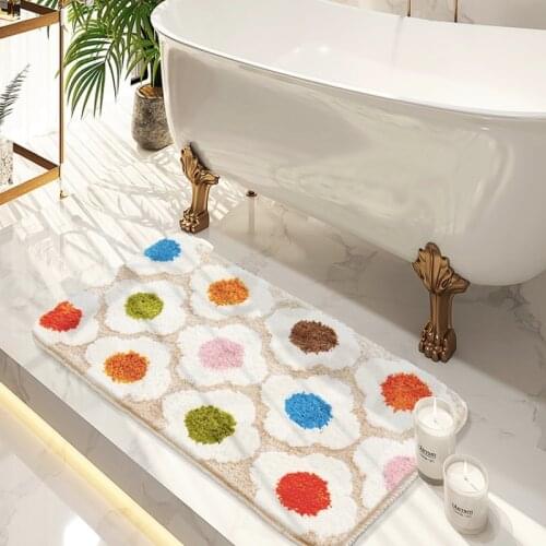 Bathroom Mat Simple Modern Nordic Style Simple Flora Square Soft Carpet Absorbent Slip-resistant Pad Kitchen Door Floor Mat