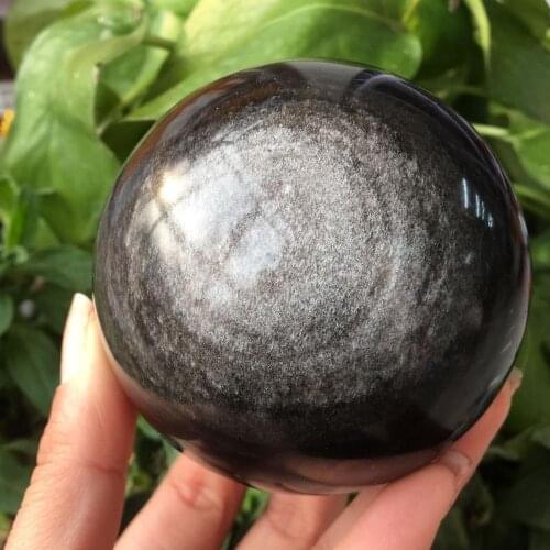 Beautiful natural silver obsidian crystal ball natural crystal reiki healing 70-75MM