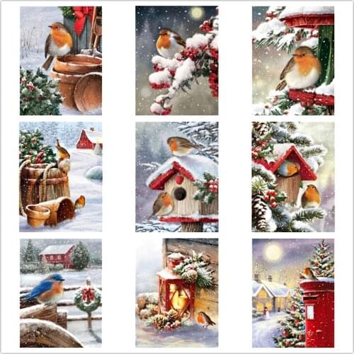 2020 Diamond Painting Christmas Bird Full Square Embroidery Diamond Winter Cross Stitch Rhinestones Home Decor Christmas Gift
