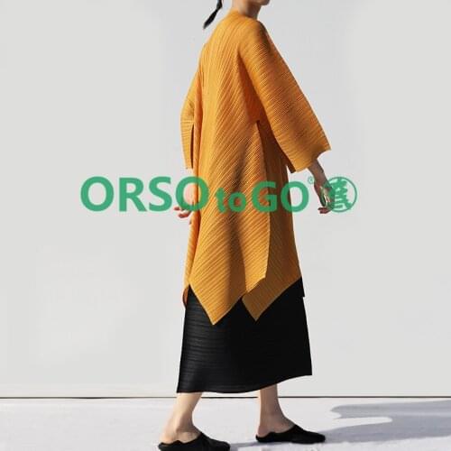 HOT SELLING Miyake folds of loose solid o-neck sequined long irregular T-shirt HOT SELLING