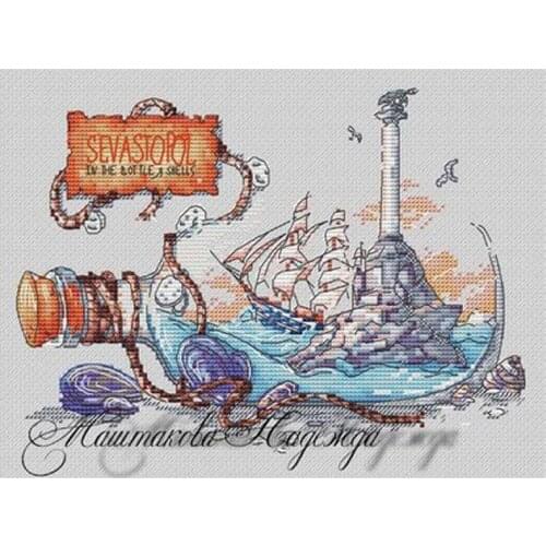 TOP Drifting bottle patterns Counted Cross Stitch 11CT 14CT 18CT DIY Chinese Cross Stitch Kits Embroidery Needlework Sets