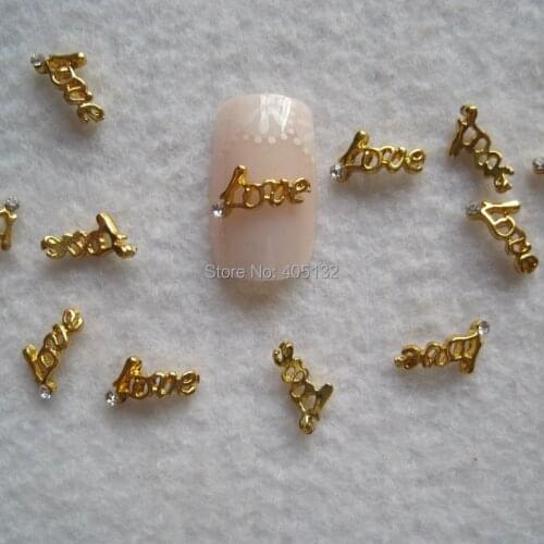 MD-721 3D 50pcs/bag Gold Love Deco Nail Decoration Metal Shinny Deco Metal Nail Art Decoration