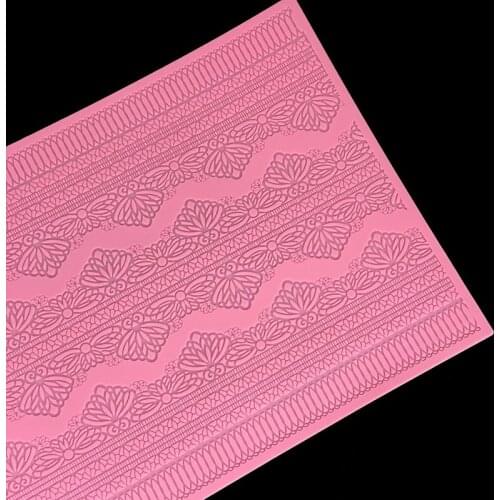 Minsunbak 39*31 CM big Silicone Mat lace cake Fondant Flower Pattern sugar lace mould wedding Cake Decorating Lace Mold