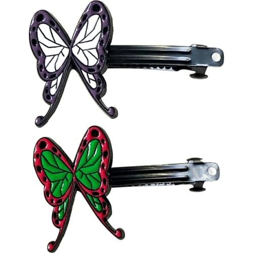 Fashion jewelry Hairpin Demon Slayer Tsuyuri Kanawo Kochou Shinobu butterfly figure Hairgrips Hair Clip Barrette Girls kids gift