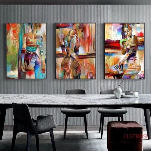 Fashion Nordic Abstract Art Poster Women Body Oil Canvas Painting Girl Wall Picture For Living Room Home Decoration No Frame