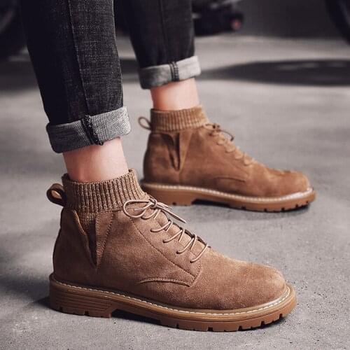 Martin Boots Mens Tide Shoes High Shoes England Wind Mens Help Snow Boots Shoes Winter Plus Velvet Shoes