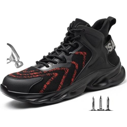 Mens Outdoor Breathable Steel Toe Anti Smashing Indestructible Work Boots Shoes Men Puncture Proof Safety Shoes Boots Anti Slip