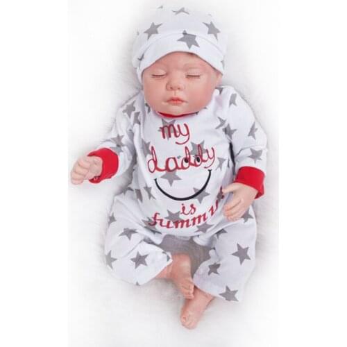Nicery 20-22inch 50-55cm Bebe Reborn Doll Soft Silicone Boy Girl Toy Reborn Baby Doll Gift for Child White Clothes With Stars
