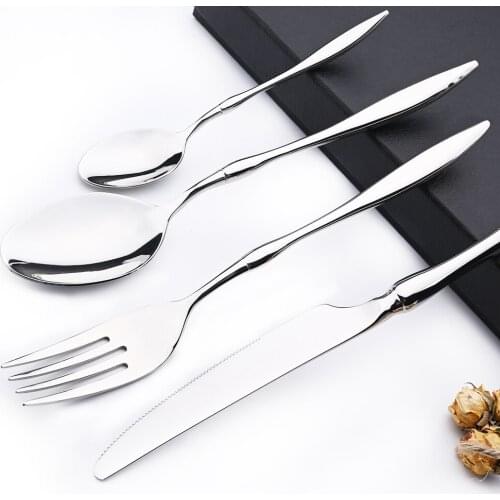 Silver Mirror Cutlery Set 304 Stainless Steel Dinnerware Silverware Flatware Set Dinner Knife Fork Spoon Tableware For Home Set