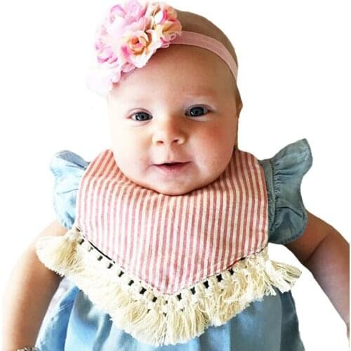 Hylidge Fashion Tassel Bibs New Baby Cotton Triangle Scarf Saliva Towel Baby Bib Waterproof Baby Cotton Triangle Feeding Bibs