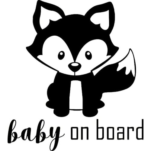 S51130 Various Sizes/Colors Car Stickers Vinyl Decal Cute Fox Baby on Board Motorcycle Decorative Accessories Waterproof