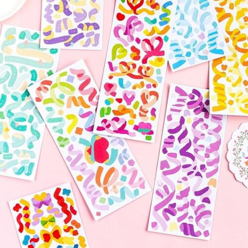3 Sheets Rainbow Sky Star Series Colorful Stickers Ribbon Stickers Craft For Arts Craft Greeting Cards Home Decoration Stickers