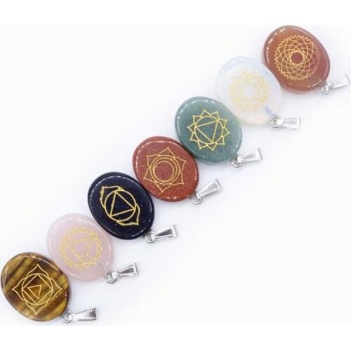 Natural stone agate pendant human seven chakras positive energy weight loss luck jewelry necklace wholesale Pendants Jewelry