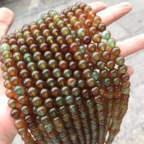 Natural peacock agate 8-12mm round Gemstone beads for 925 sterling silver Jewelry Making Necklace Bracelet 15inch ICNWAY