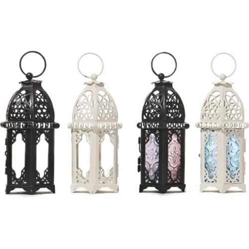 Candle Holder Brand New European Candlestick Vintage Hanging Candle Holder Moroccan Glass Candle Lantern Wedding Home Decor