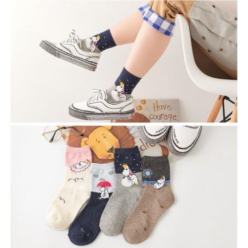 New hippo illustration korean womens cotton ladies slippers socks cartoon funny creative harajuku fashion trendy stocking 2021