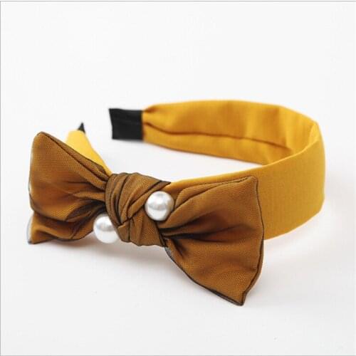 NEW Trendy Women Bow casual Mesh Headwear pearl cotton Geometry cute Hairband one pieces