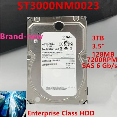 New HDD For Seagate/Dell Brand 3TB 3.5" 7.2K SAS 6 Gb/s 128MB 7200RPM For Internal Hard Disk For Enterprise HDD For ST3000NM0023