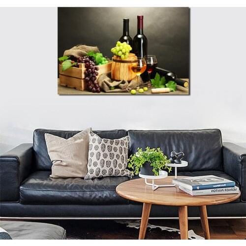 Wine Fruit Wallpaper Wall Art Canvas Minimalist Posters Prints Painting Oil Wall Pictures Living Room Dining Kitchen Home Decor