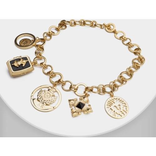 J46 retro gold plated chain pendant necklace statement girl hip hop jewelry chokers collar