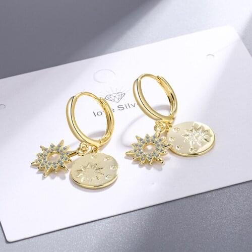 Zirconium Diamond Simple Sun Double Eyes Ins Wind Temperament Earrings