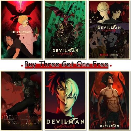 Devilman Crybaby Anime Poster, Kraft Paper Vintage Prints 4K High Quality, Home Interior Decoration Picture Art Wall Stickers