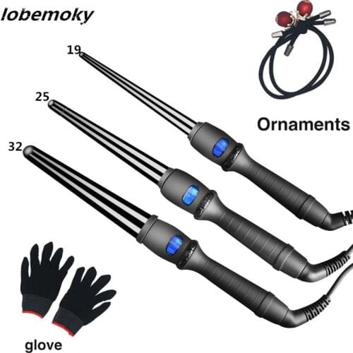 LCD single cone hair curlers horn head pear electric wave wave perm rod does not hurt power generation coil