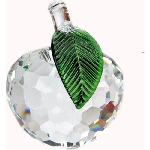 Valents Day Gifts 3D Clear Apple Top Quartz Crystal Glass Crafts 100mm Romantic for Rare Artificial For Wedding Decoration