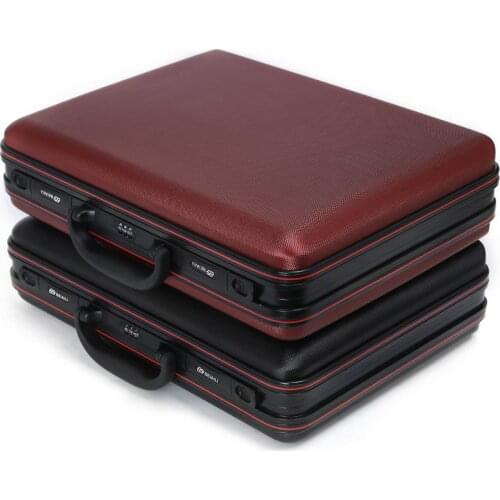 Men Black Business Laptop Briefcase Thick ABS Instrument Tools Storage Case Travel On Board Box with Aluminium Alloy Frame