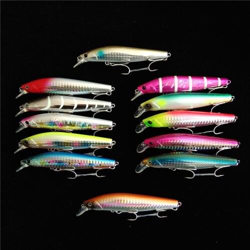 TSURINOYA 12pcs 98mm 14.5g Suspend Minnow Set DW86 Tungsten Weight Saltwater Fishing Lure Long Casting Bass Tackle