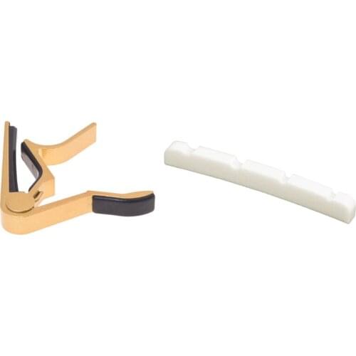 Capo Gold Professional Offers For Acoustic Guitars With Slotted Curved Bone Bass Nut
