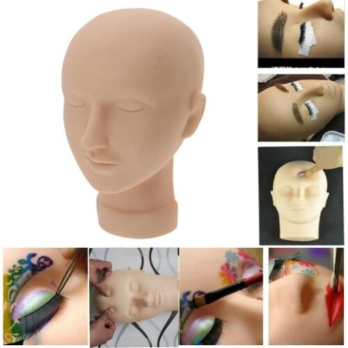 Professional Soft Silicone Massage Training Tool Eyelash Makeup Practice Mannequin Head Make Up Manikin Doll w/ Mount Hole