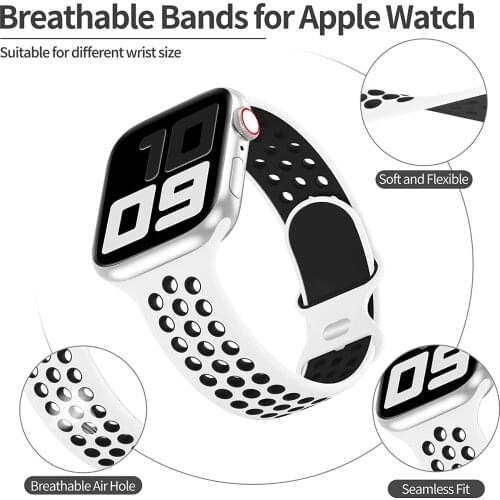Sport Strap For Apple Watch Band 6 SE 5 4 44mm 40mm Silicone Breathable Belt Bracelet to iWatch Watchband Series 54321 38mm 42mm