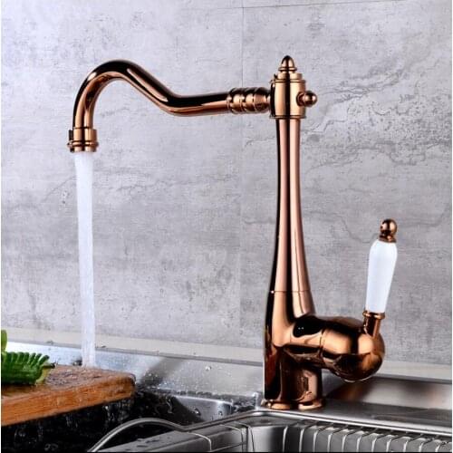 Vidric Rose gold kitchen sink faucet hot and cold single lever kitchen sink faucet ceramic handle