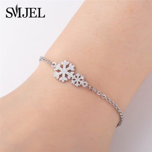 SMJEL Minimalist Crystal Zircon Snowflake Jewelry Hand Christmas Tree Decorations Elegant Flower Bangles Bracelets pulceiras