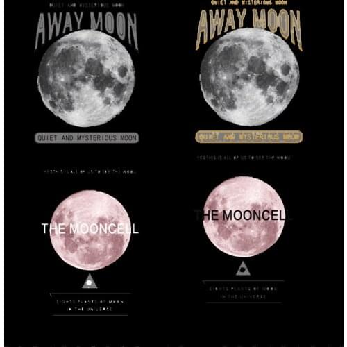 Cartoon DIY Space Planet Heat Transfer For Clothing Iron-on Thermal Transfers Printed Hippie Stickers Applique Accessories