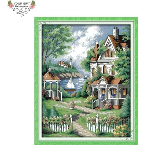 Your Gift F543 Free Shipping Counted and Stamped Home Decor European-style Villa Needlework Embroidery Cross Stitch Kits