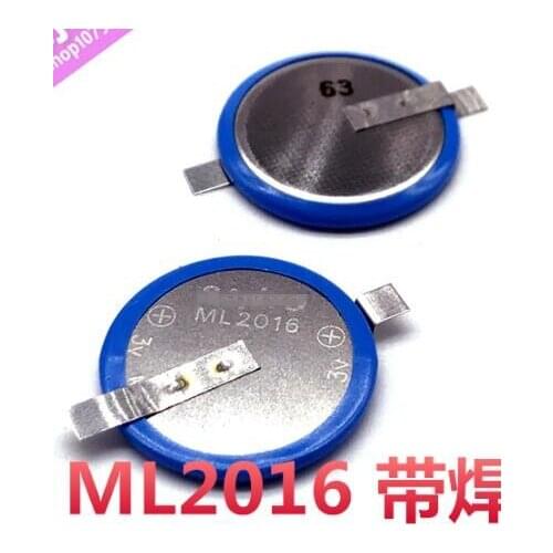 2PCS Japan original ML2016 button battery with welding feet 3V car remote control watch battery