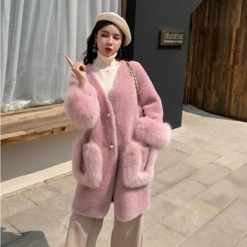 Fur Coat 2019 Winter Long Fox Wool Lamb Fur Coat Women Loose OverCoat Luxury Thicken Warm Oversize Female Plush Coat