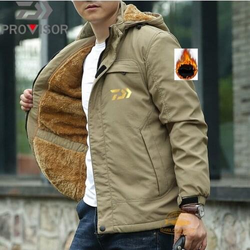Winter DAIWA Fishing Clothes Mens Outdoor Plus Velvet Warm Fishing Jackets Mountaineering Riding Thickening Windproof Jacket